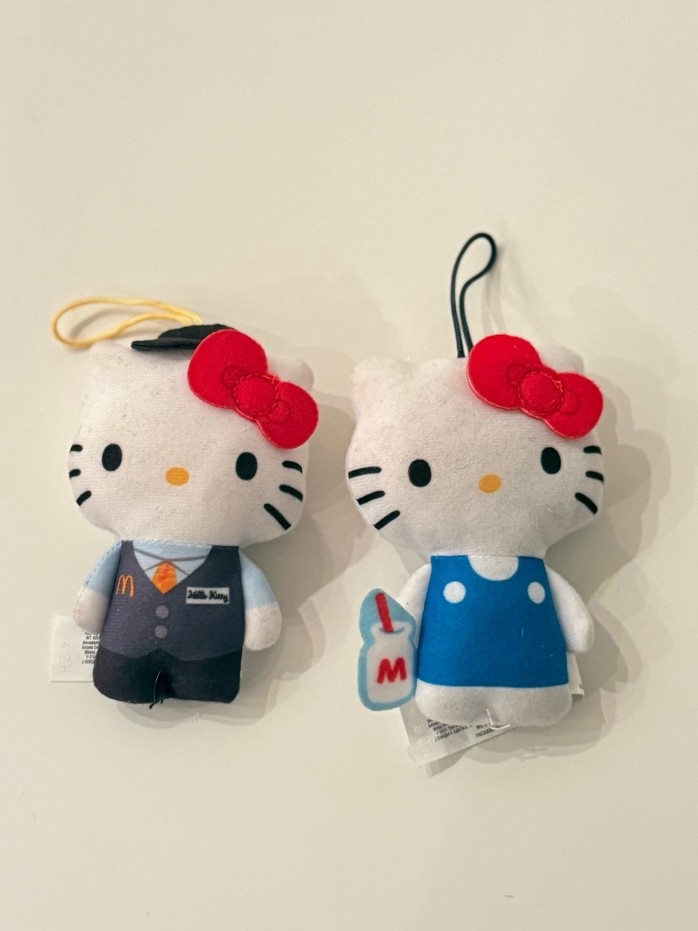 Hello Kitty Plush Keychain - Set of 2 Promotional Mc Donalds 50th Anniversary